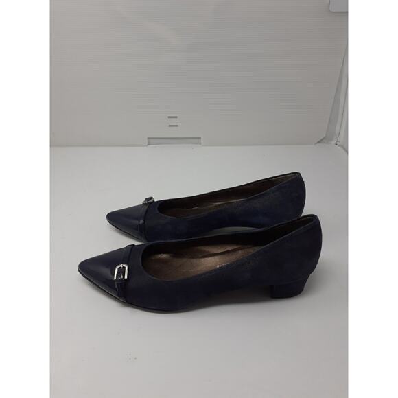 AGL Atillio Giusti Leombruni Pointy Toe Pump Navy size 41.5 Shoes Career - Picture 8 of 14